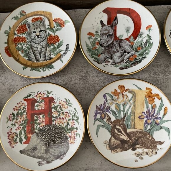 Vintage Franklin Mint Animal Alphabet Mini Plate Collection 1983 Full Set of 26 - Picture 4 of 12